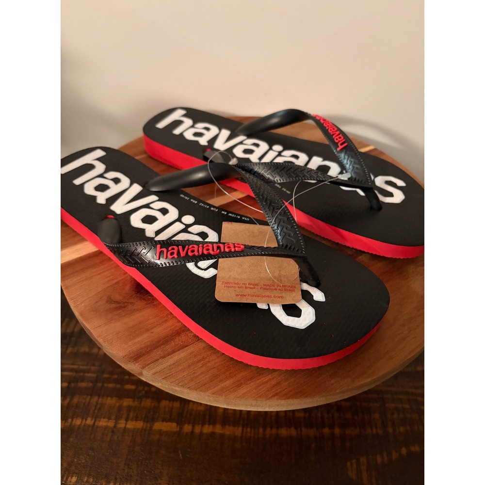 Havaianas Top Logomania 2 Red Black Flip Flop Woman's 9-10 Mens 8 New With Tags